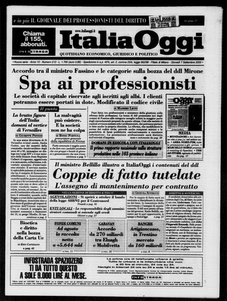 Italia oggi : quotidiano di economia finanza e politica